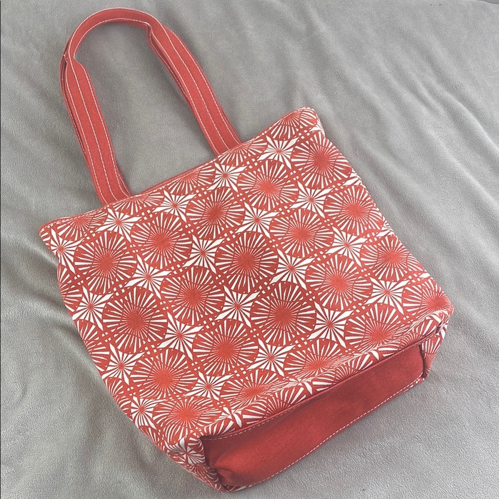 Shiraleah Bold Orange and White Pattern Tote Bag